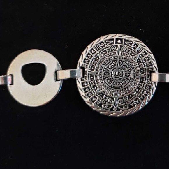 AUTHENTIC VINTAGE 925 AZTEC SILVER BRACELET - Picture 8 of 10